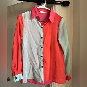 Color block dressy button down shirt